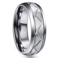 Men's Silver Gray Frosted Tungsten Ring with Tire Pattern