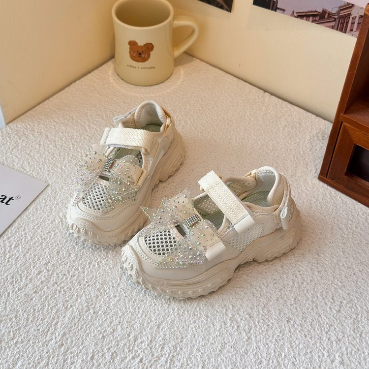 2026 Summer New Girls' Sports Sandals, Korean Mesh Breathable Closed-Toe Beach Shoes, Casual Shoes For Little Girls