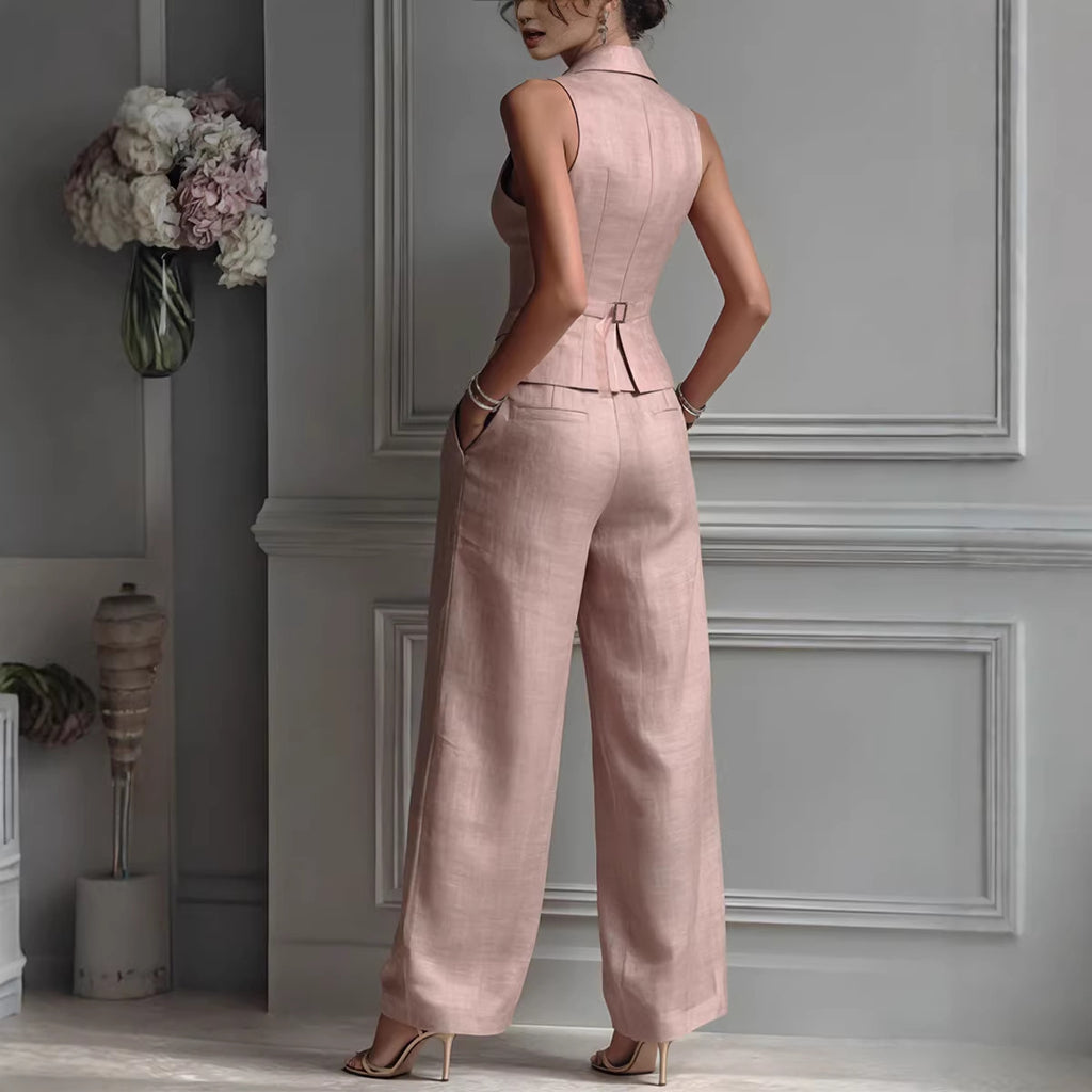 Summer Sleeveless Suit Casual Single-breasted Vest And Casual Pants Set