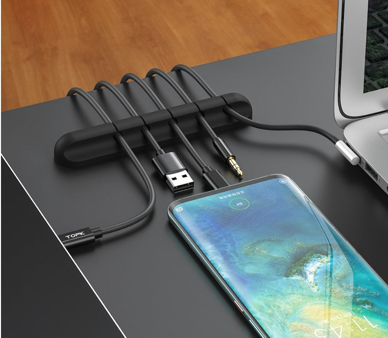 Silikon USB Kabelaufwickler Desktop Kabelorganisator Kabelmanagement Mehrzweck-Clips Kabelschutz für kabelgebundene Kopfhörer