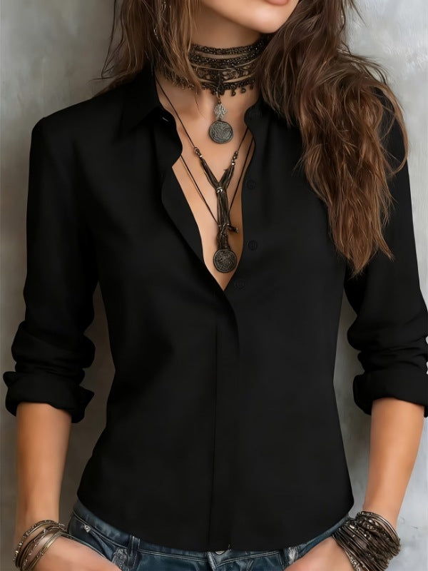 Office Solid-color Work Shirt