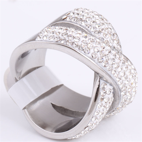 316L Stainless Steel Cross Design Diamond Ring