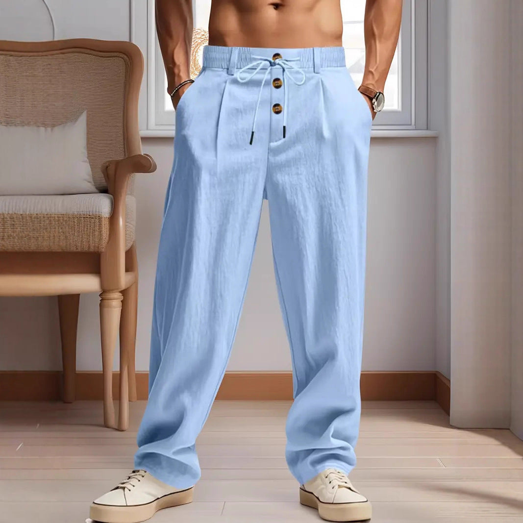 Men's Trousers Breathable Skin-Friendly Loose Fit Casual Beach Pants For Sports Summer