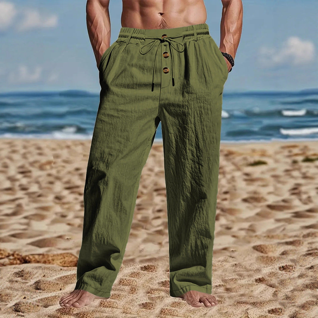 Men's Trousers Breathable Skin-Friendly Loose Fit Casual Beach Pants For Sports Summer