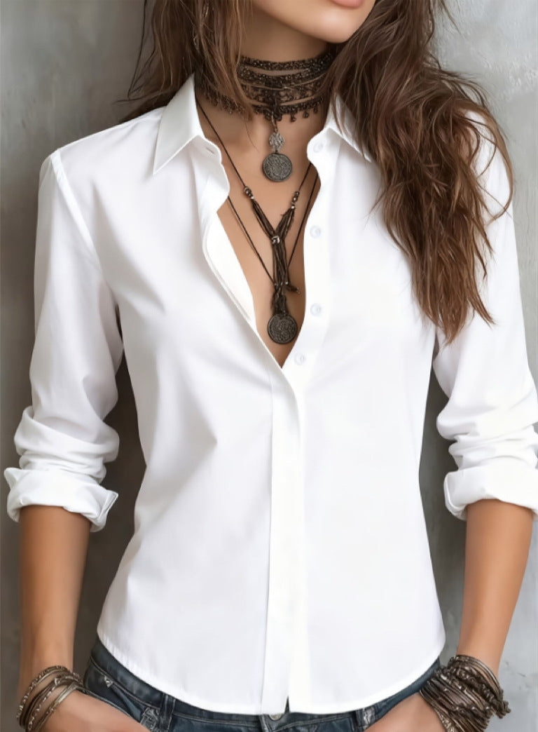 Office Solid-color Work Shirt