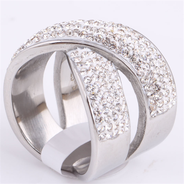 316L Stainless Steel Cross Design Diamond Ring