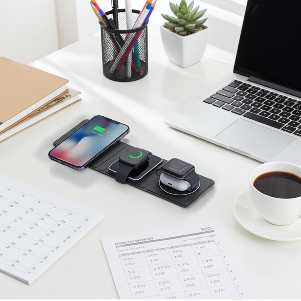 3 IN 1 Magnetic Folding Wireless Charger Station For IPhone Transparent Fast Charging For IWatch And Airpods