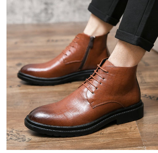 Men's Sand Color High-Top Hiking Boots