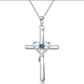 Easter Heart-Shaped Cross Diamond-Encrusted Pendant Necklace For Women
