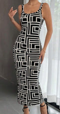 Allover Geo Print Tank Bodycon Dress