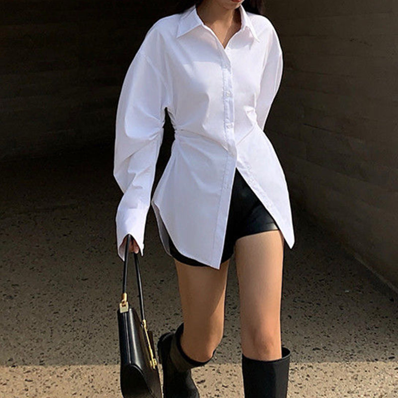 Elegant Solid Women's Shirt for Spring and Autumn