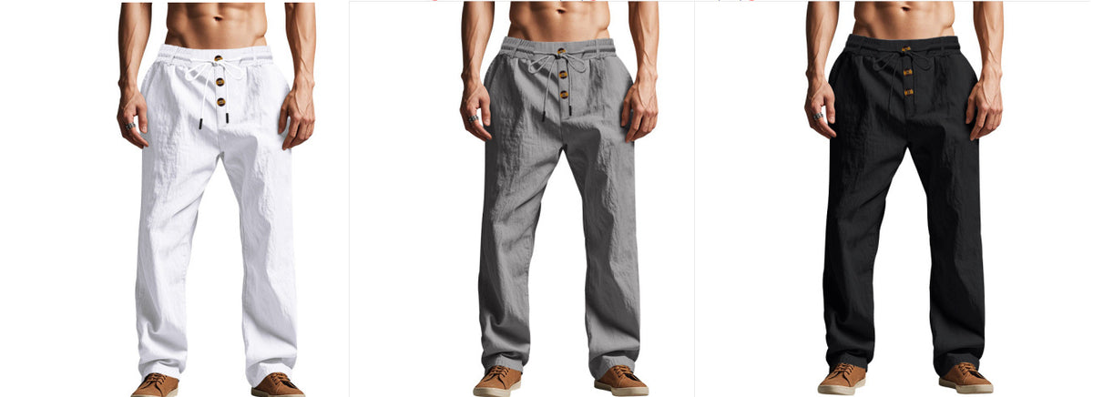 Men's Trousers Breathable Skin-Friendly Loose Fit Casual Beach Pants For Sports Summer