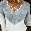 New Plus Size Autumn And Winter V-neck Color Matching Sweater For Women