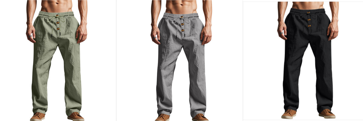 Men's Trousers Breathable Skin-Friendly Loose Fit Casual Beach Pants For Sports Summer