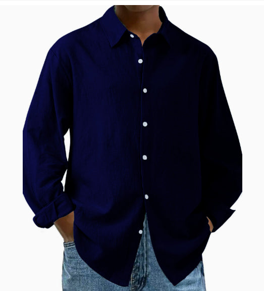 Amazon Men's Linen Shirt Button Shirt Summer Beach Solid Color