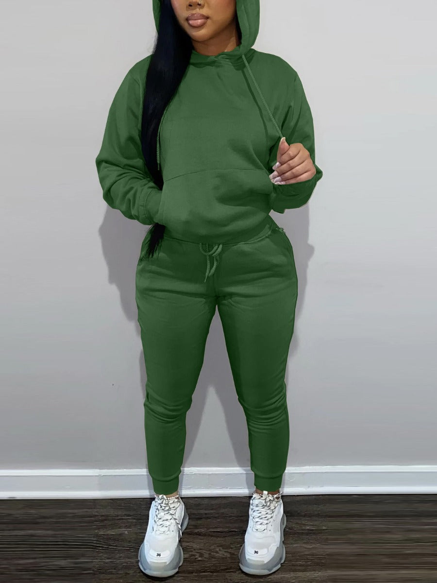 Fleece Hoodie Jacket Two-Piece Set