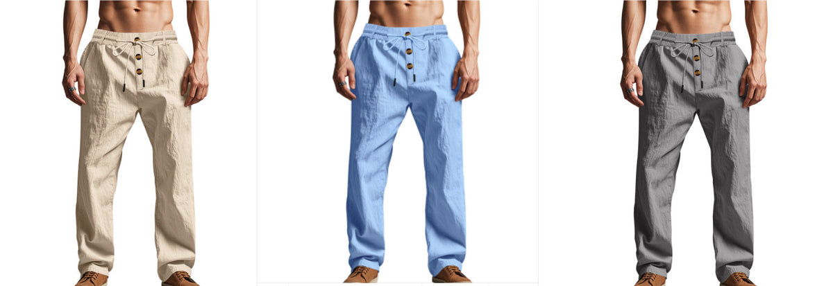 Men's Trousers Breathable Skin-Friendly Loose Fit Casual Beach Pants For Sports Summer