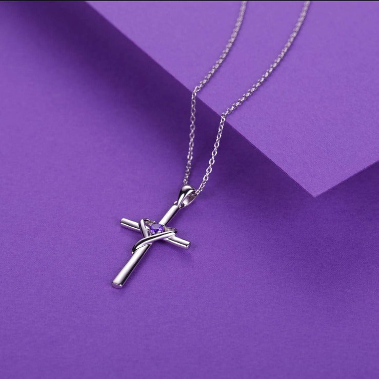 Easter Heart-Shaped Cross Diamond-Encrusted Pendant Necklace For Women