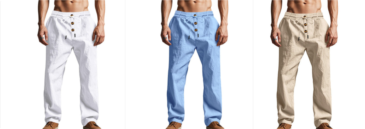 Men's Trousers Breathable Skin-Friendly Loose Fit Casual Beach Pants For Sports Summer