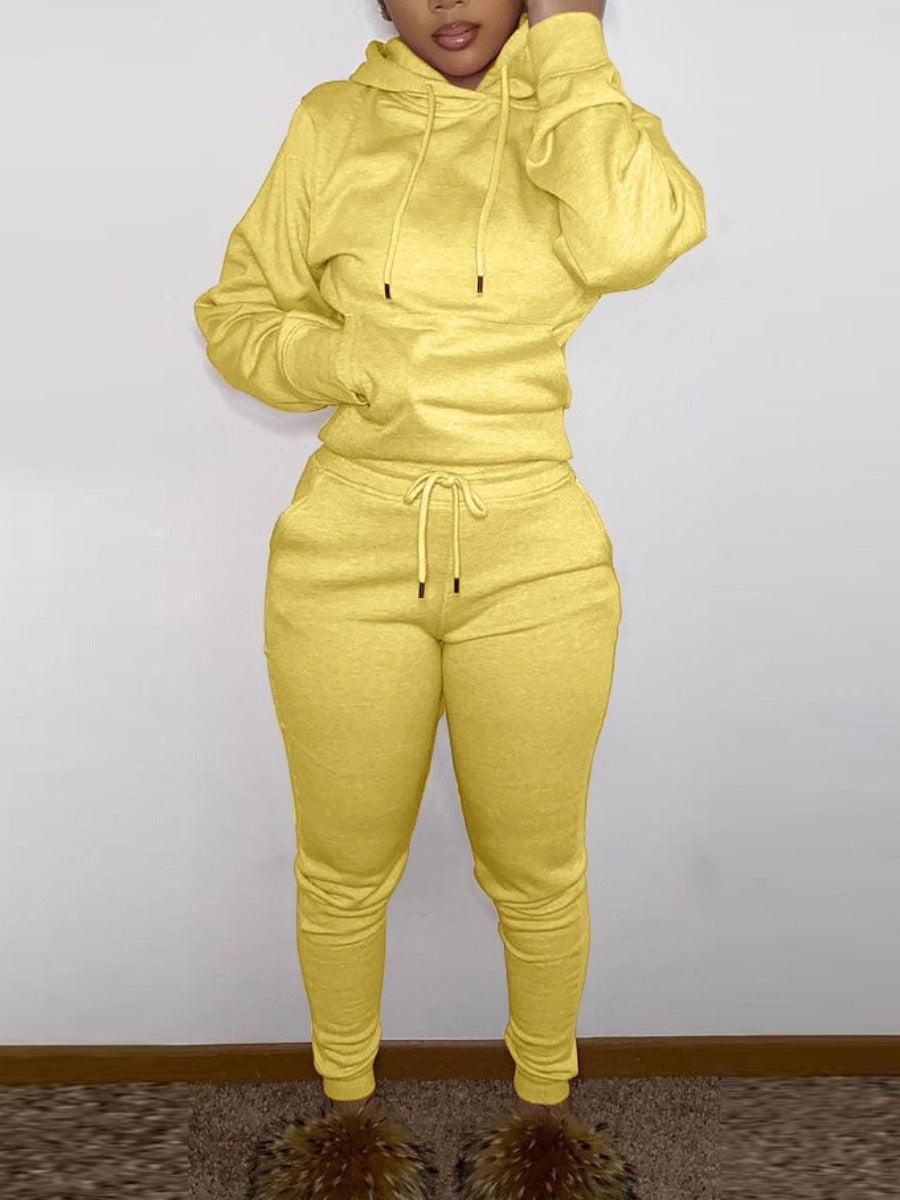 Fleece Hoodie Jacket Two-Piece Set