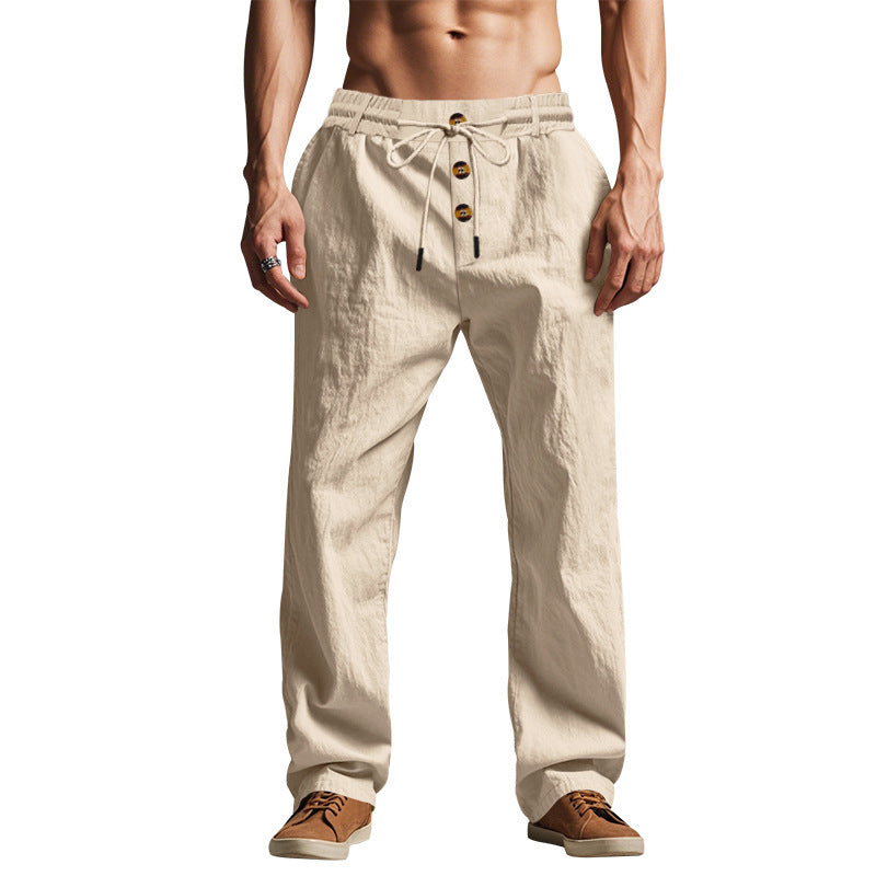 Men's Trousers Breathable Skin-Friendly Loose Fit Casual Beach Pants For Sports Summer