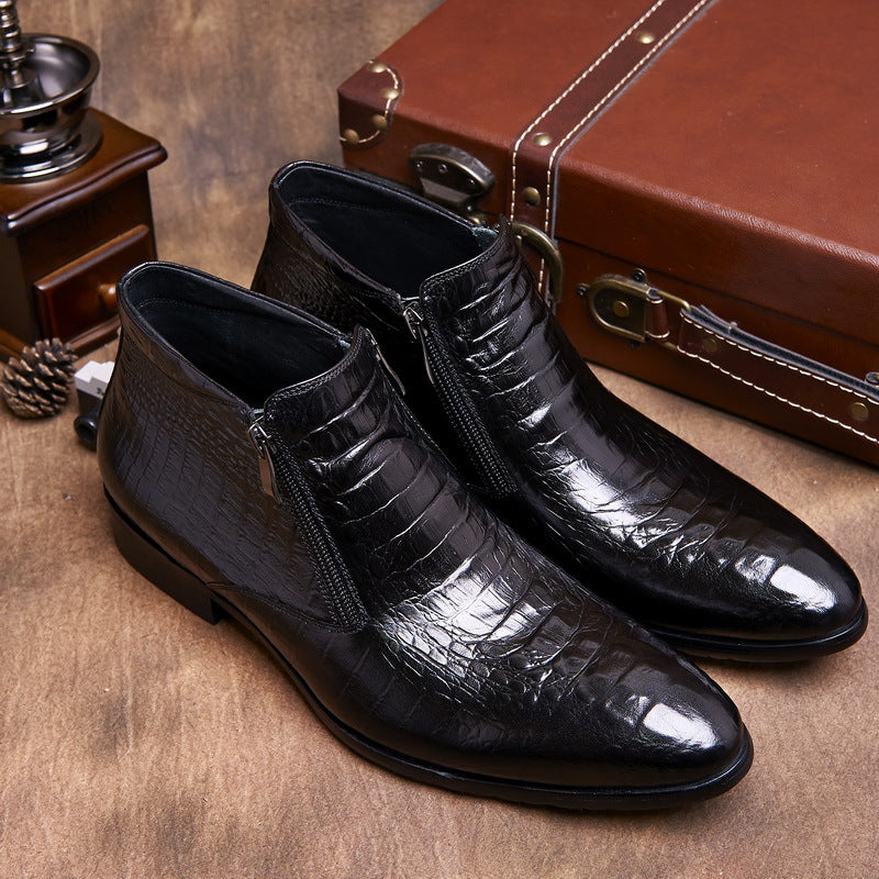 Trendy High-Top Leather Boots for Business Wear