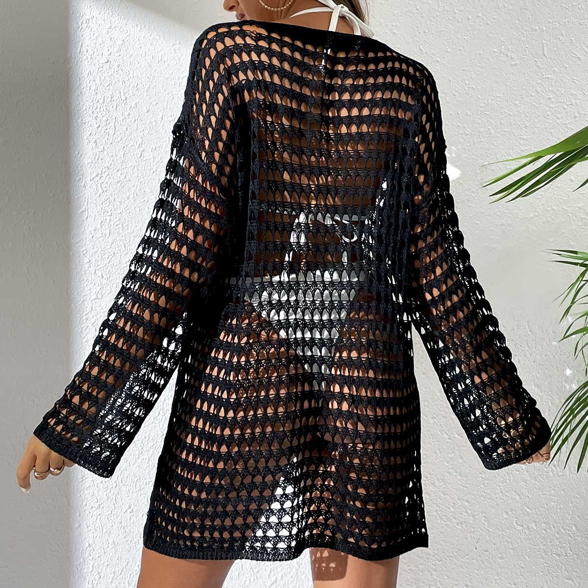 Sexy Knit Hollow Round Neck Beach Dress Women