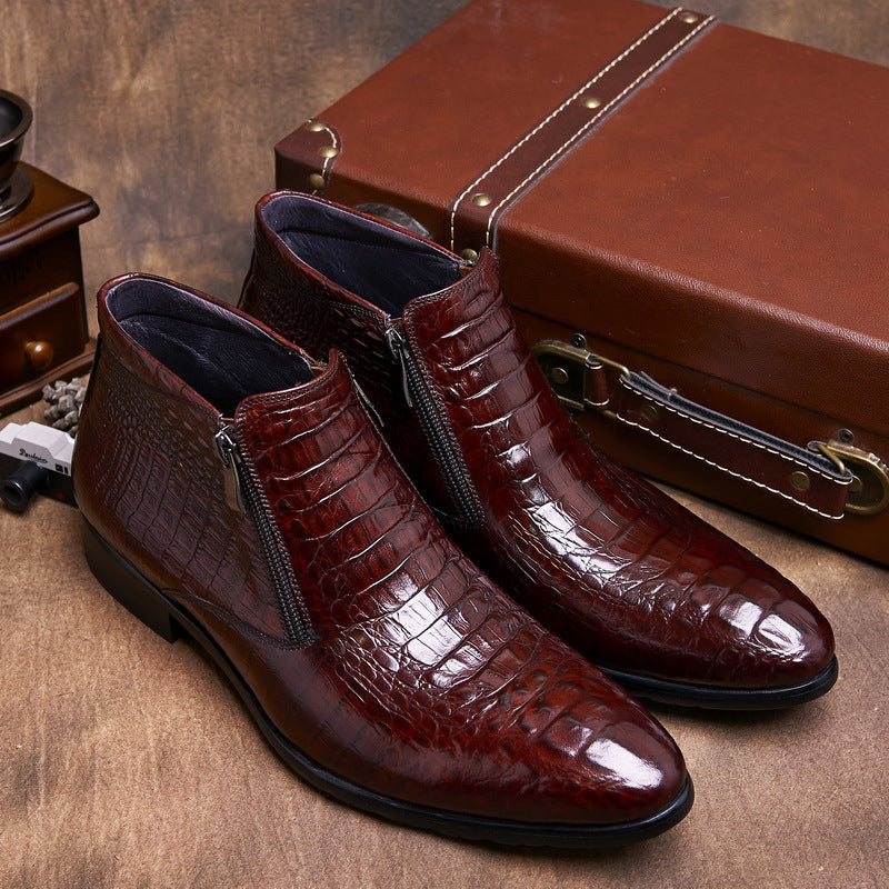 Trendy High-Top Leather Boots for Business Wear