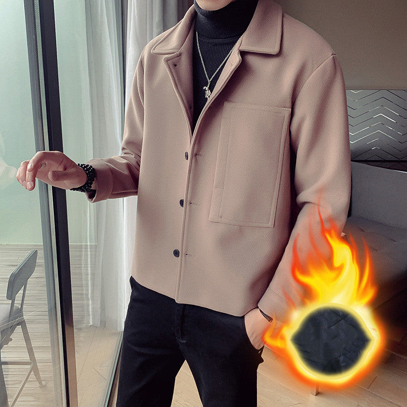 Korean Style Striped Woolen Jacket for Slim Fit
