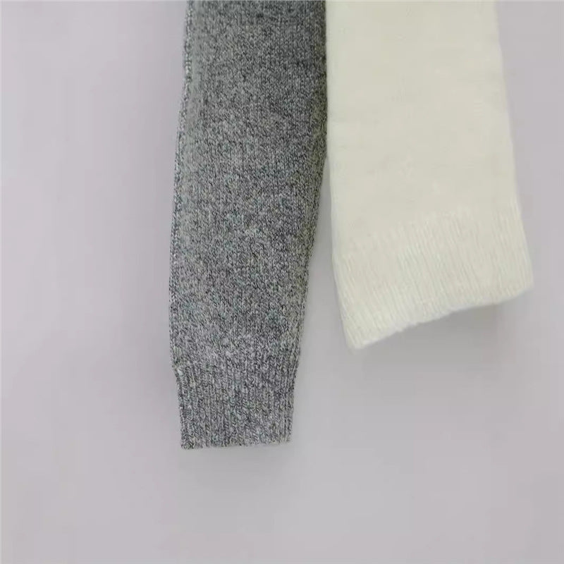 New Plus Size Autumn And Winter V-neck Color Matching Sweater For Women