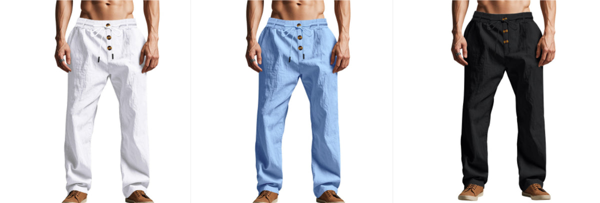 Men's Trousers Breathable Skin-Friendly Loose Fit Casual Beach Pants For Sports Summer