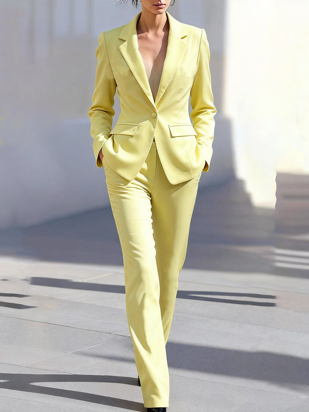 Women's Elegant, Sophisticated Long-Sleeve Blazer And Pants Suit
