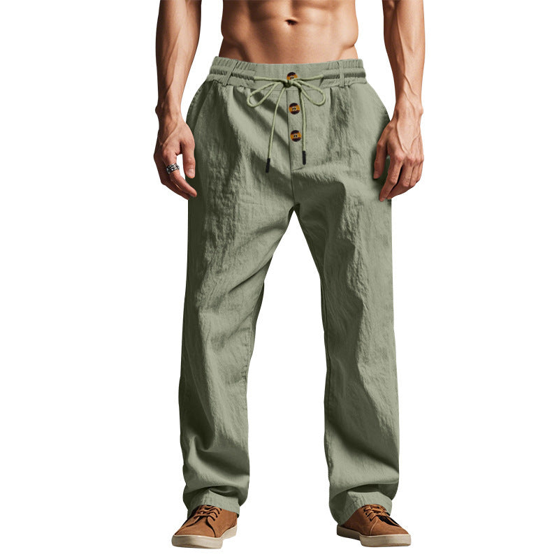 Men's Trousers Breathable Skin-Friendly Loose Fit Casual Beach Pants For Sports Summer