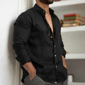 Amazon Men's Linen Shirt Button Shirt Summer Beach Solid Color