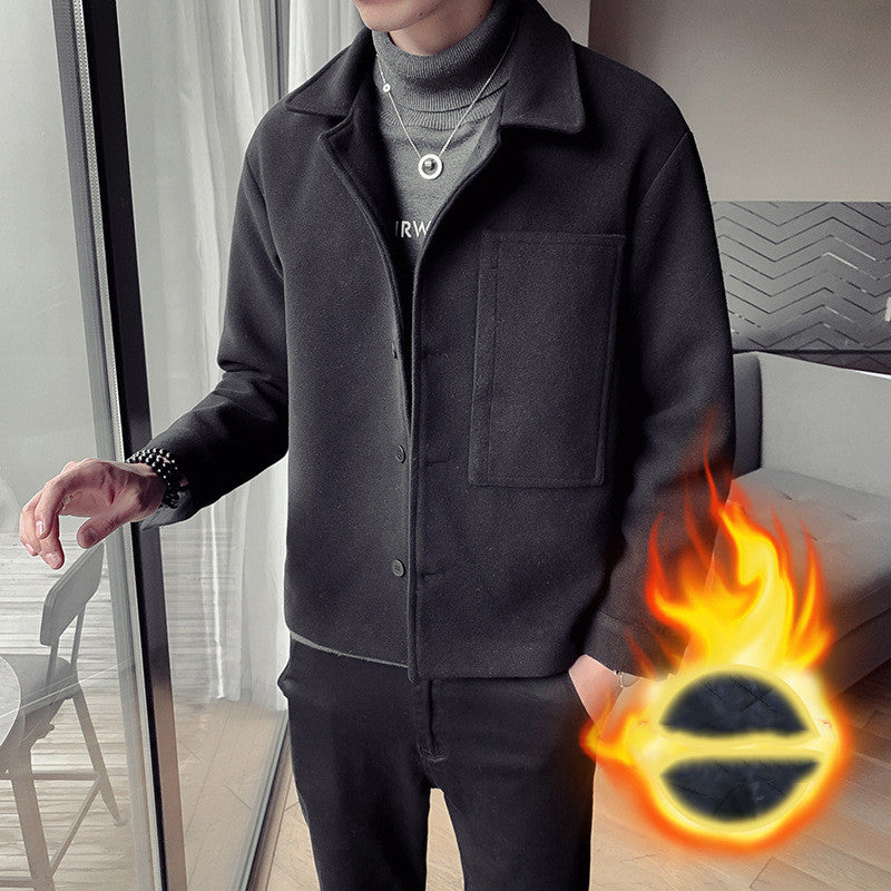 Korean Style Striped Woolen Jacket for Slim Fit